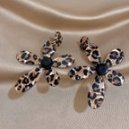 Vintage Leopard Print Flower Drop Earrings