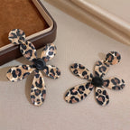 Vintage Leopard Print Flower Drop Earrings