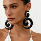 Matte Black Spiral Drop Earrings