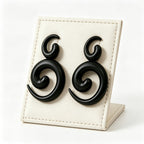 Matte Black Spiral Drop Earrings
