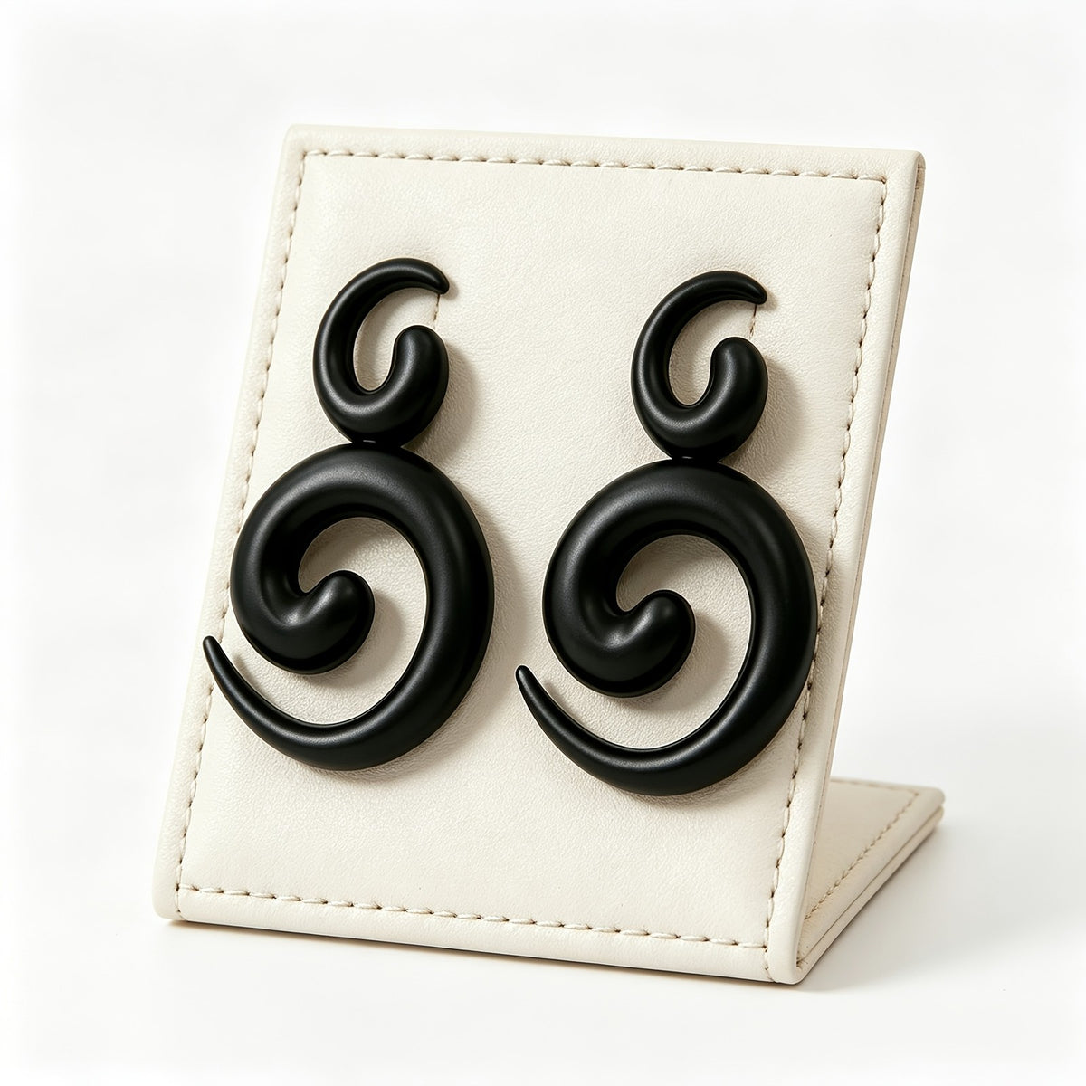 Matte Black Spiral Drop Earrings