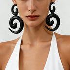 Matte Black Spiral Drop Earrings