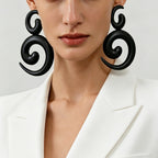 Matte Black Spiral Drop Earrings