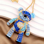 Colorful Crystal Bear Pendant Necklace