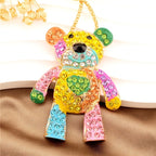 Colorful Crystal Bear Pendant Necklace