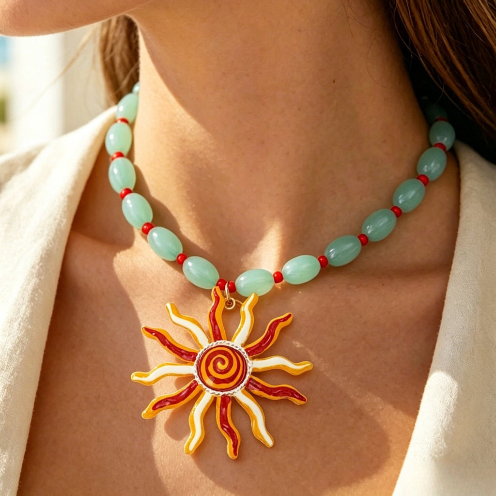 Vintage Sun Beaded Necklace