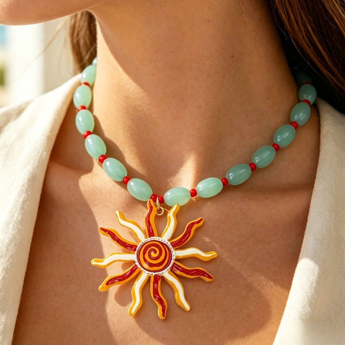 Vintage Sun Beaded Necklace