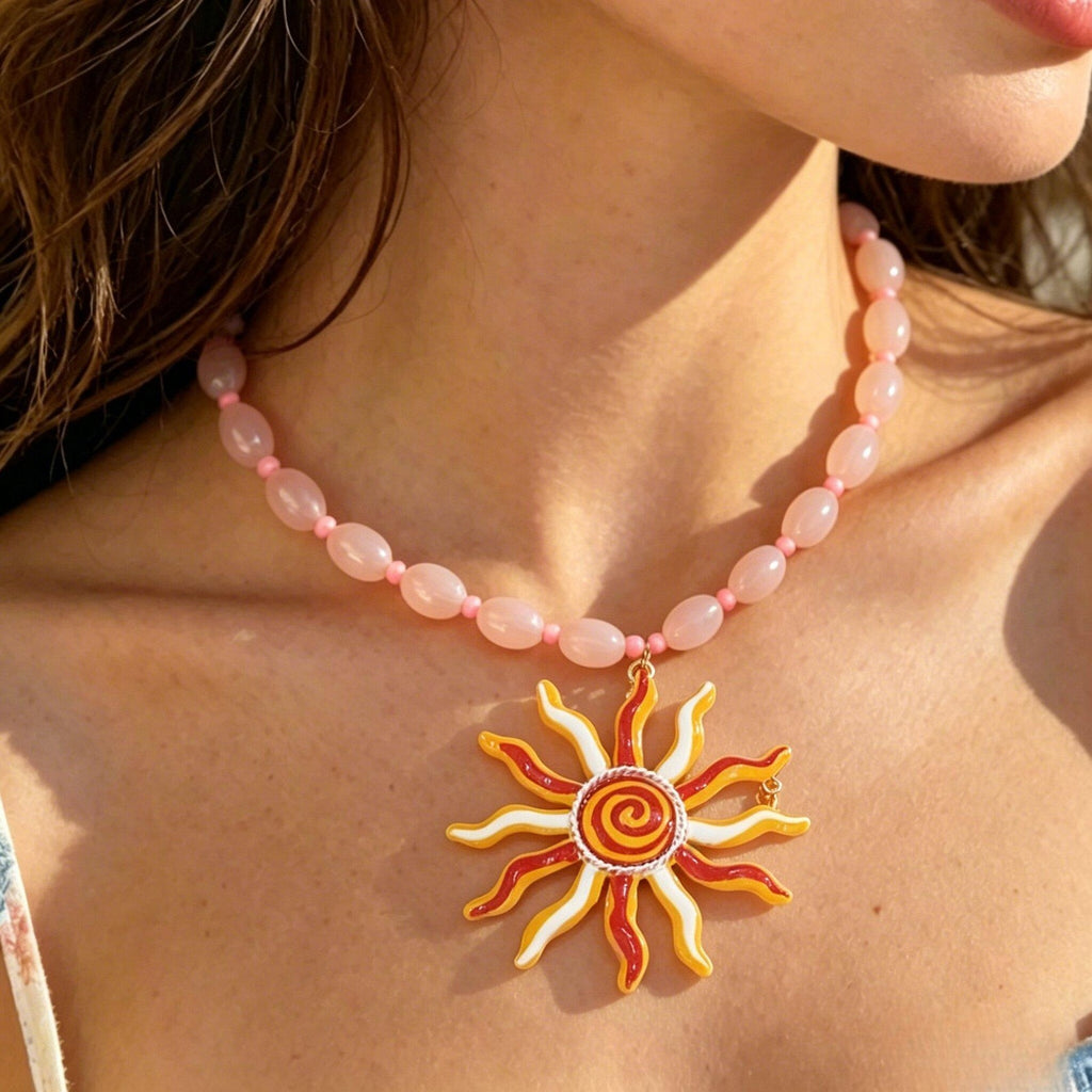 Vintage Sun Beaded Necklace