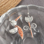 Asymmetric Hummingbird Flower Drop Earrings