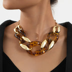 Vintage Geometric Leopard Link Necklace