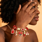 Adjustable Charm Bracelet with Bow and Crown