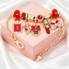 Adjustable Charm Bracelet with Bow and Crown