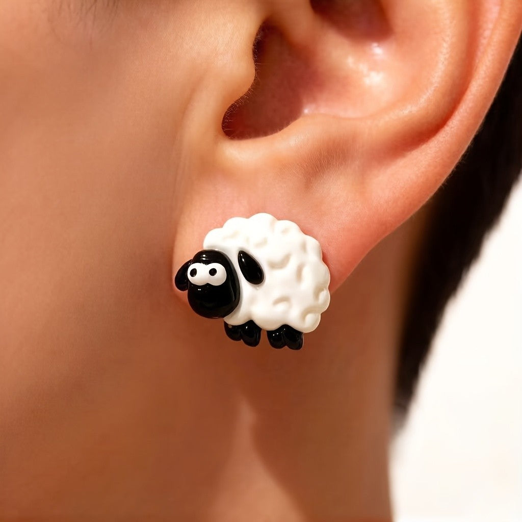 Cute Resin Lamb Stud Earrings