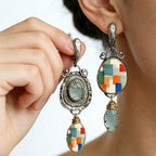 Asymmetric Vintage Glass Drop Earrings