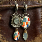 Asymmetric Vintage Glass Drop Earrings