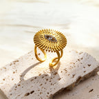 18k Vintage Sunburst Eye Ring