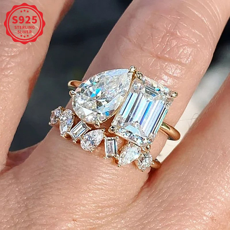 S925 Two-Piece Moissanite Ring Set