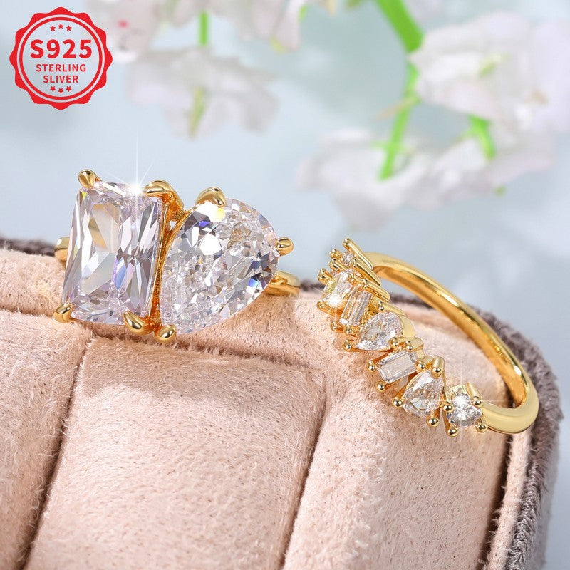 S925 Two-Piece Moissanite Ring Set