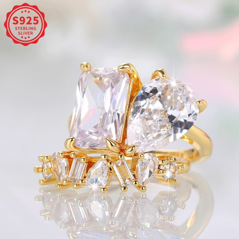 S925 Two-Piece Moissanite Ring Set