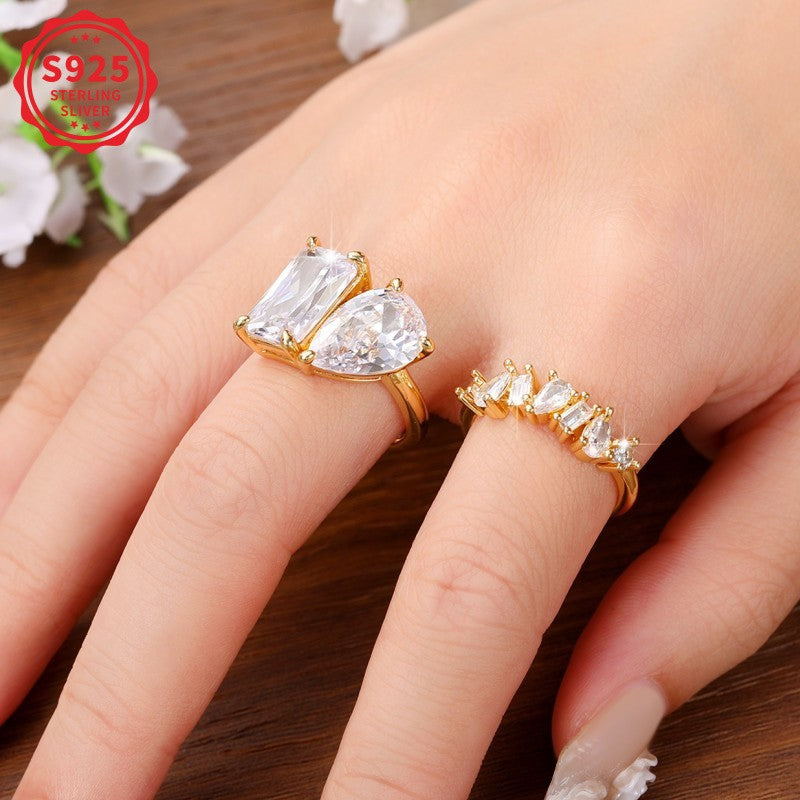 S925 Two-Piece Moissanite Ring Set