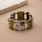 Vintage Enamel Heart Charm Bracelet