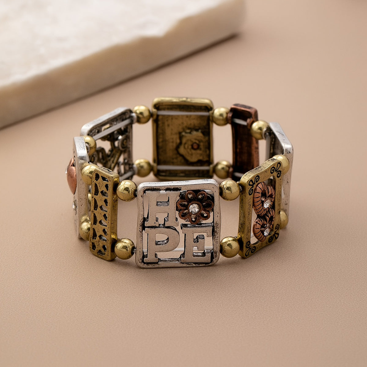Vintage Enamel Heart Charm Bracelet
