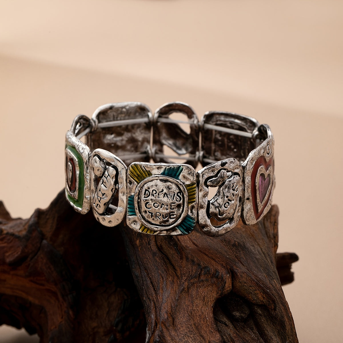 Vintage Enamel Heart Charm Bracelet