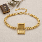 18k Beaded Cross Locket Bracelet