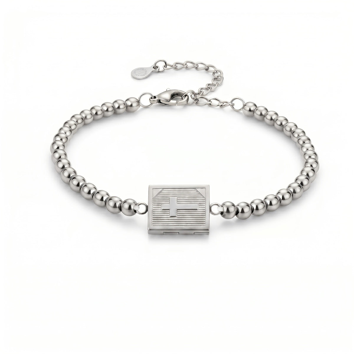18k Beaded Cross Locket Bracelet