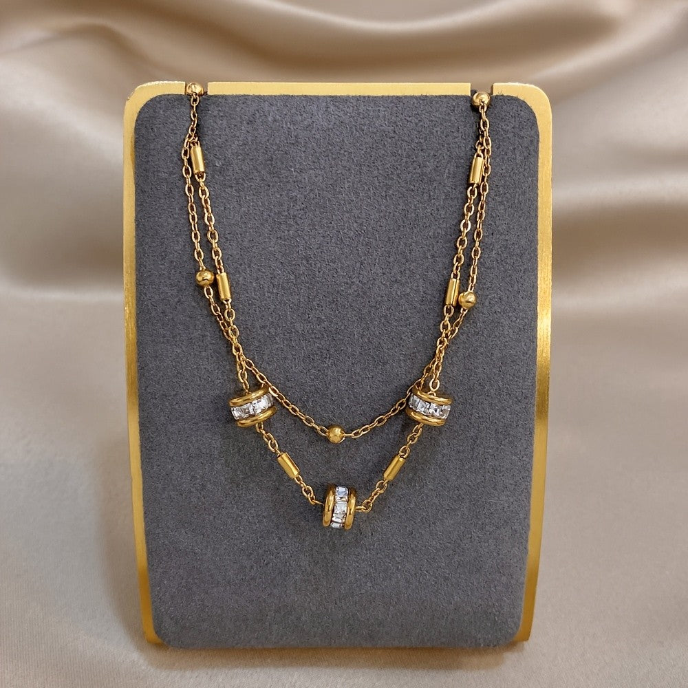 18k Double Layer Zircon Bracelet