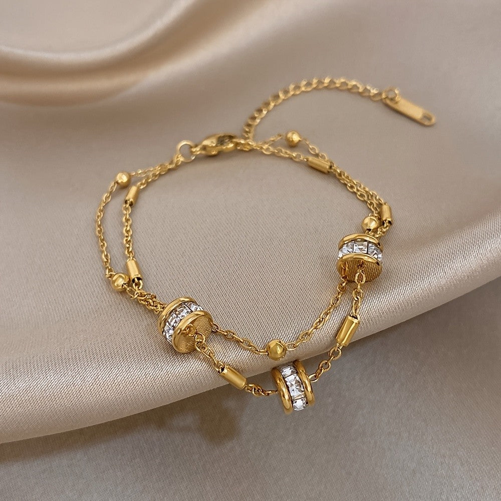 18k Double Layer Zircon Bracelet