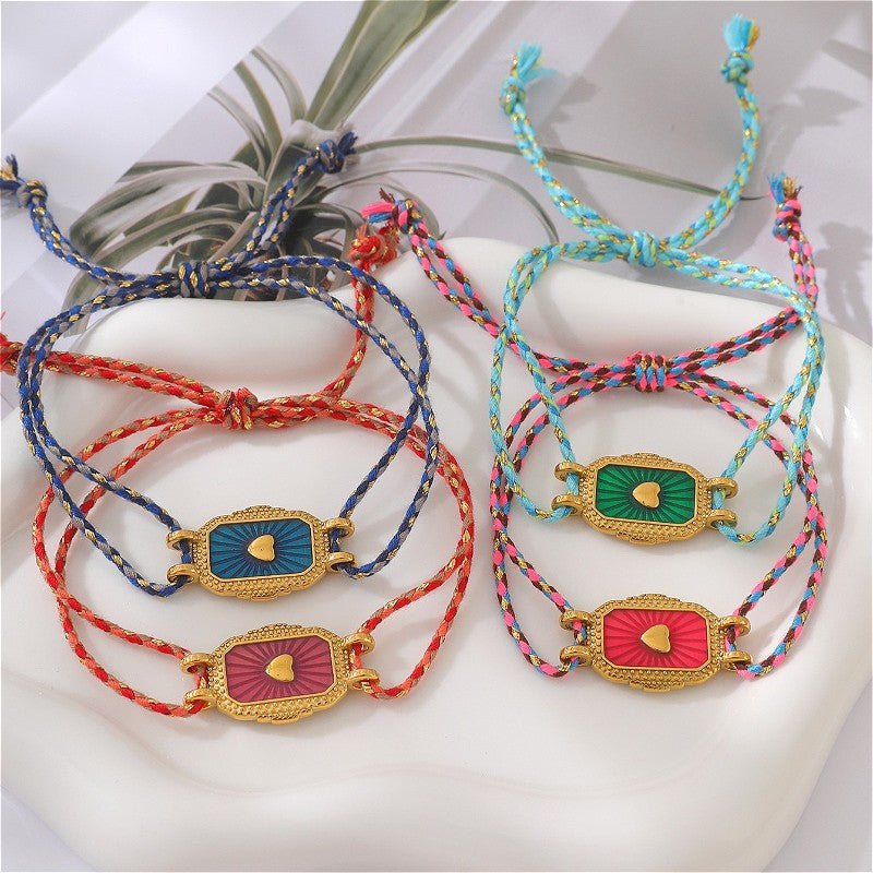 18k Geometric Enamel Woven Bracelet