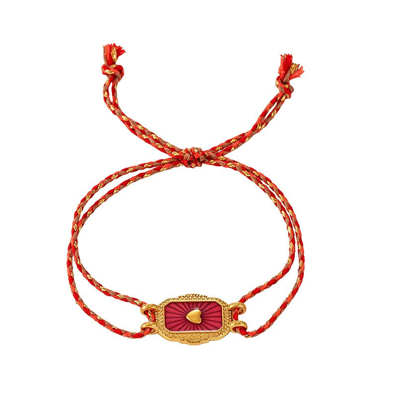 18k Geometric Enamel Woven Bracelet