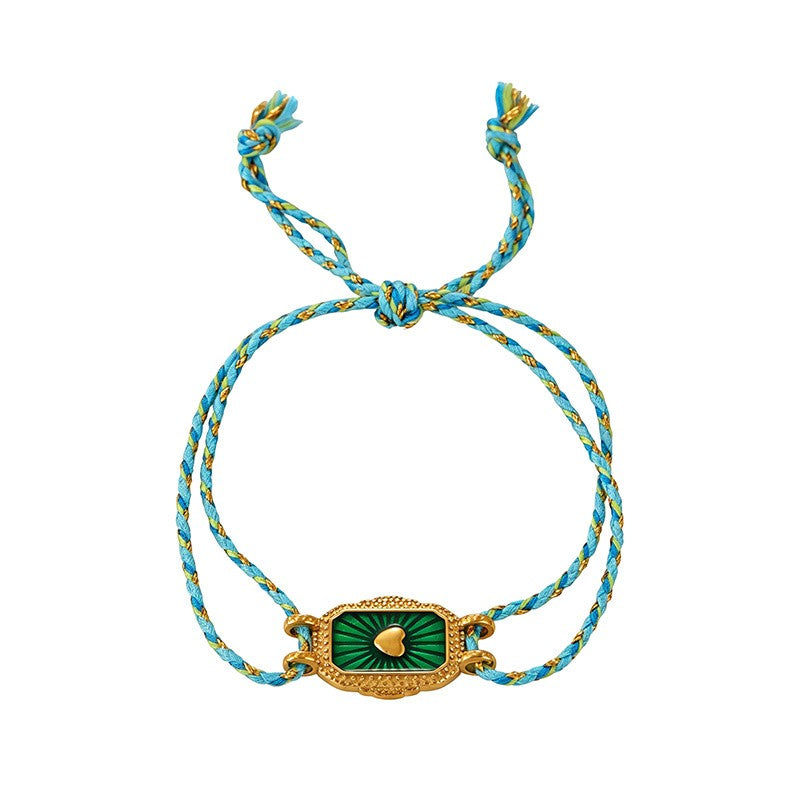 18k Geometric Enamel Woven Bracelet