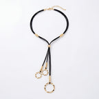 Vintage Black Rope Circle Pendant Necklace