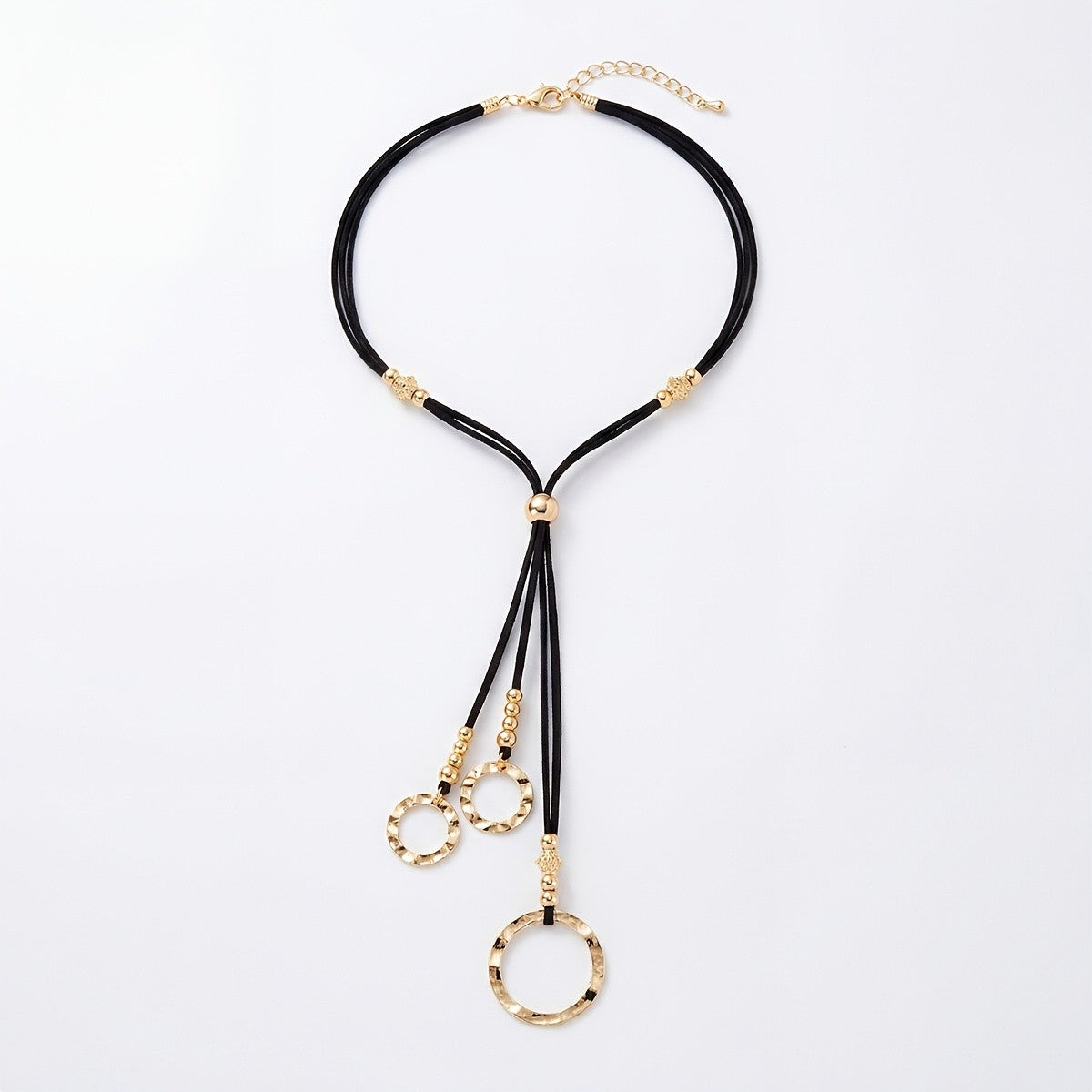 Vintage Black Rope Circle Pendant Necklace
