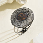 Vintage Geometric Round Open Bangle