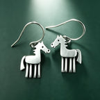 Vintage Silver Horse Drop Earrings