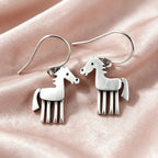 Vintage Silver Horse Drop Earrings