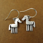 Vintage Silver Horse Drop Earrings