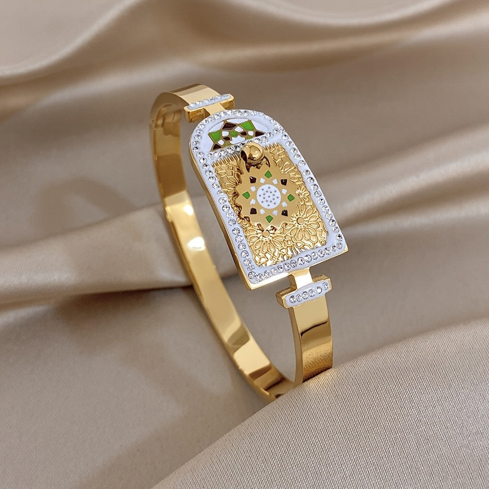 18k Rectangular Mosaic Bangle