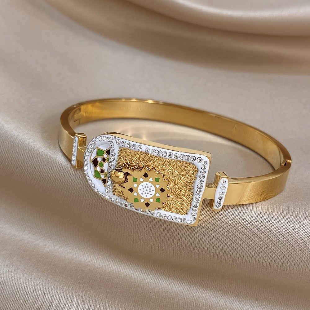18k Rectangular Mosaic Bangle