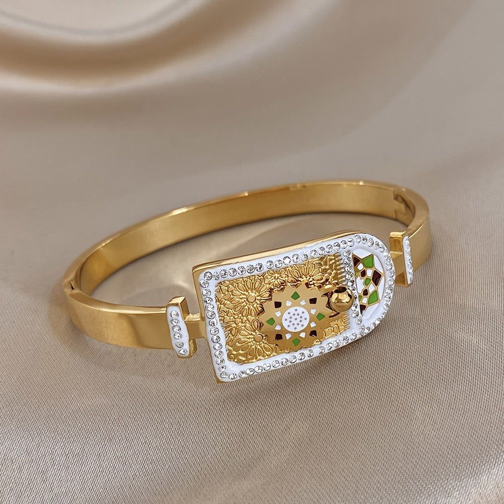 18k Rectangular Mosaic Bangle