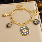 18k Vintage Evil Eye Charm Bracelet