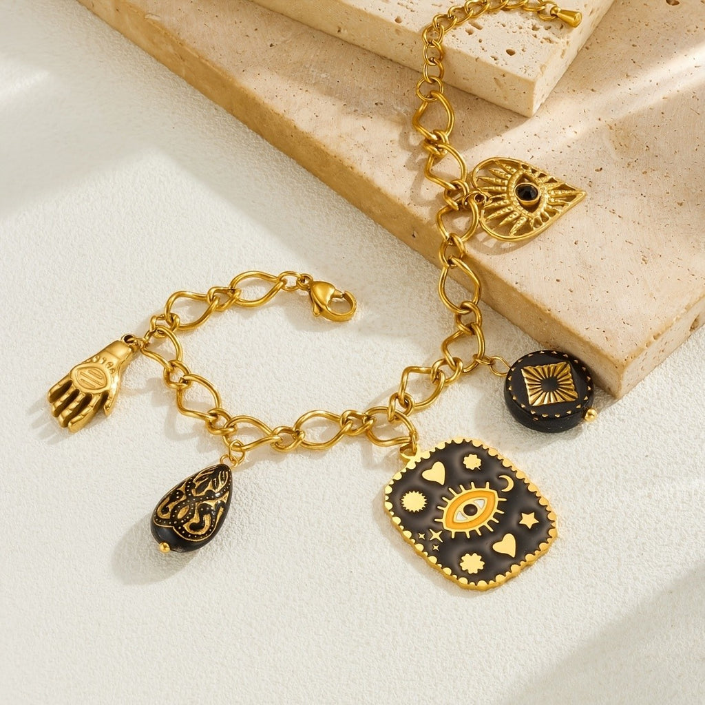18k Vintage Evil Eye Charm Bracelet