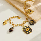 18k Vintage Evil Eye Charm Bracelet