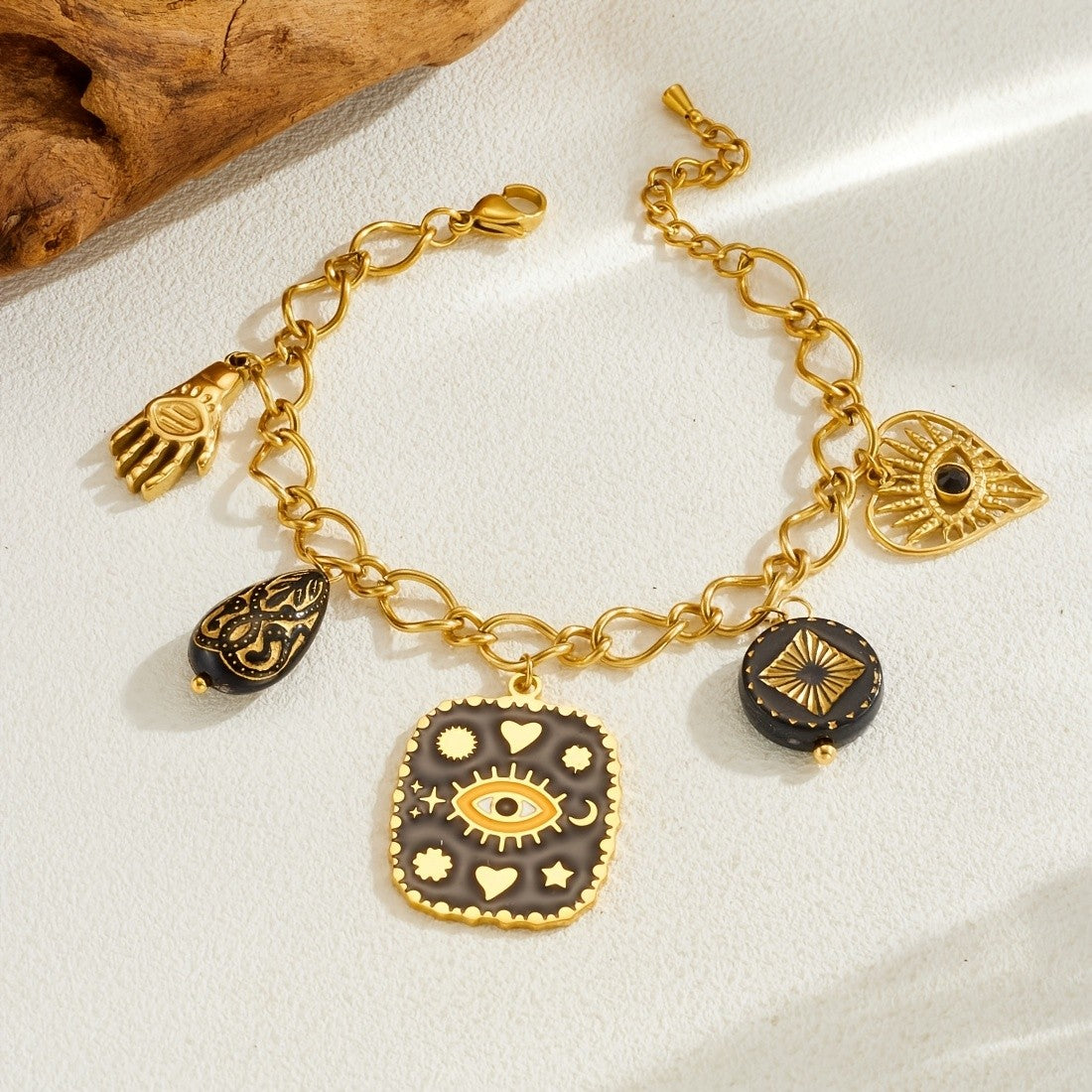 18k Vintage Evil Eye Charm Bracelet