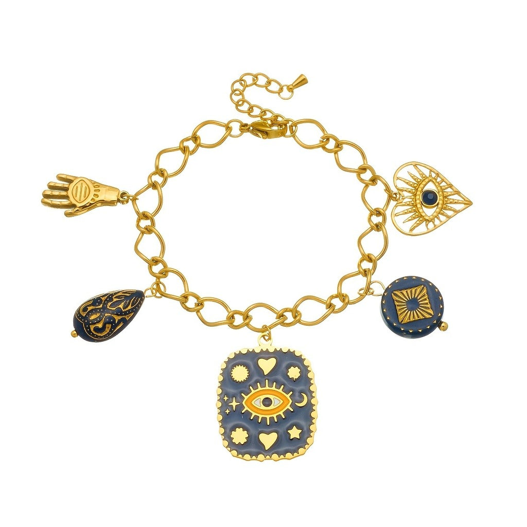 18k Vintage Evil Eye Charm Bracelet