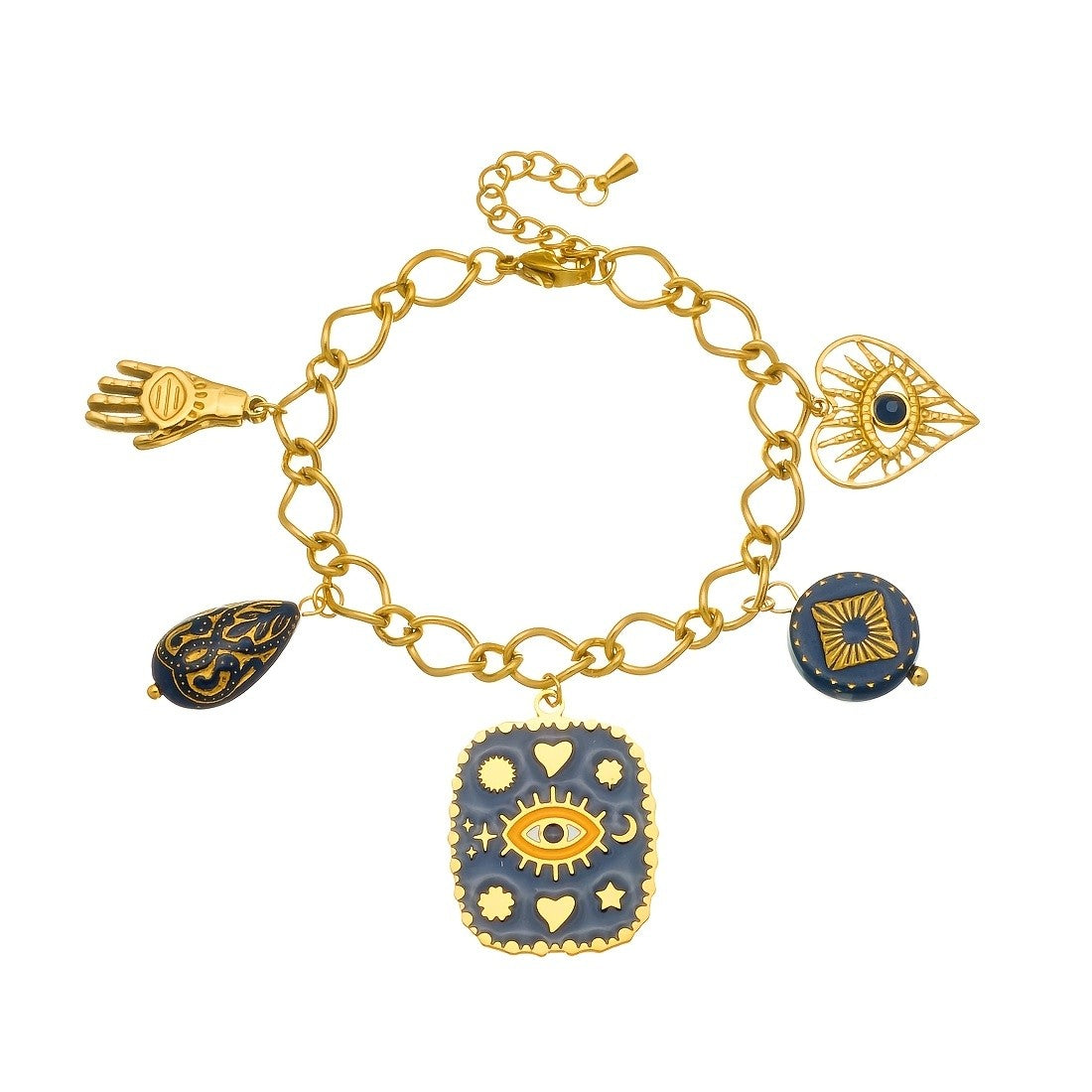 18k Vintage Evil Eye Charm Bracelet