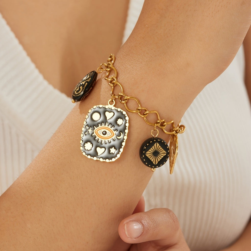 18k Vintage Evil Eye Charm Bracelet